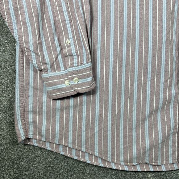 L.L. Bean Button Down Dress Shirt Men's Size 2XLT Red Blue Striped Long Sleeve - Picture 4 of 13